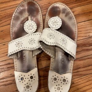 Jack Rogers 10M white patent leather sandals